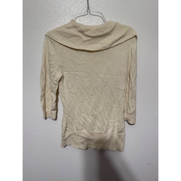 Alfani Petite Sweater Cream with Lace Insert and Foldover Neck Womans PS - Picture 2 of 5